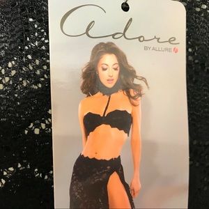 New Adore 2 Piece Sexy Bra with Chocker & Long Sexy Slit Skirt